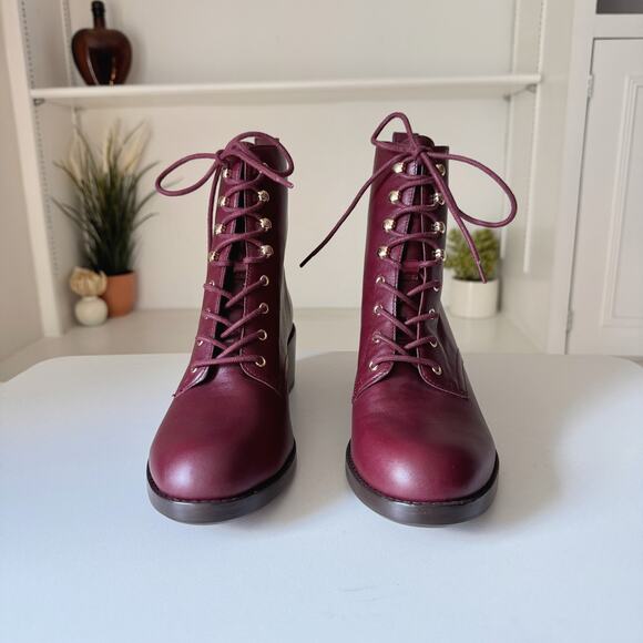 NWOT Madewell Rusted Burgundy Leather Lace Up Patti Boots Size 9 - Picture 5 of 7